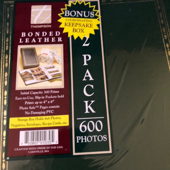 Thompson Dark Green Bonded Leather Photo Album Set of 2 Books - Picture 2 of 5